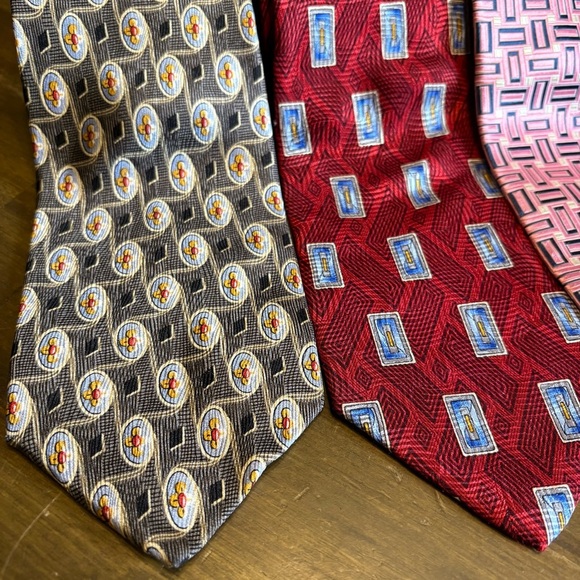 Robert Talbott Studio Mens Ties Printed Graphic Red Pink Black Gray Square - Picture 6 of 7